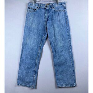 GH Bass Straight Leg Jeans Mens Size 34/30 Mid Rise Light Wash 100% Cotton Blue